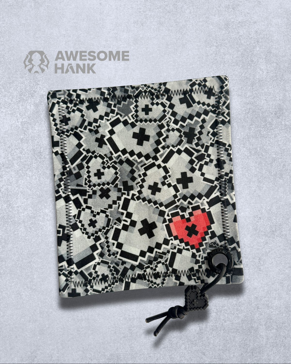 ANTIQUATED RED HEART HANDKERCHIEF (HEART BEAD)