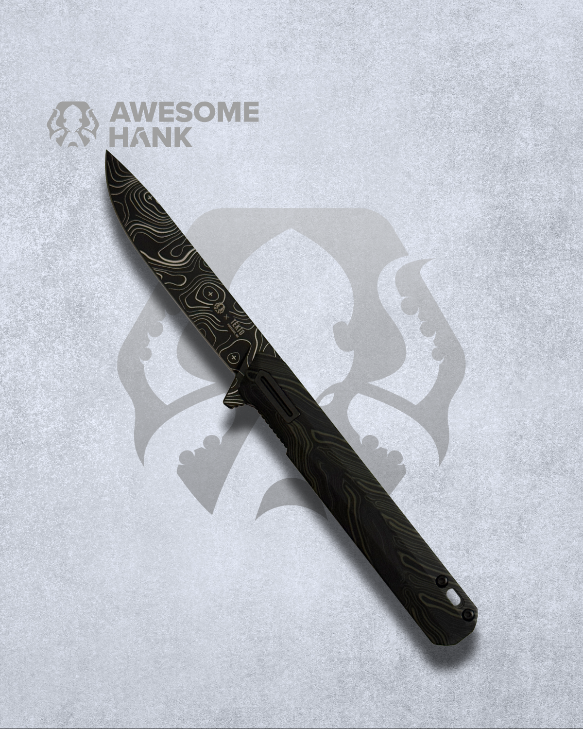 TEKTO F2 BRAVO TOPO VARIANT EXCLUSIVE DAMASCUS G10 TITANIUM COATED D2 (3.30" BLACK)