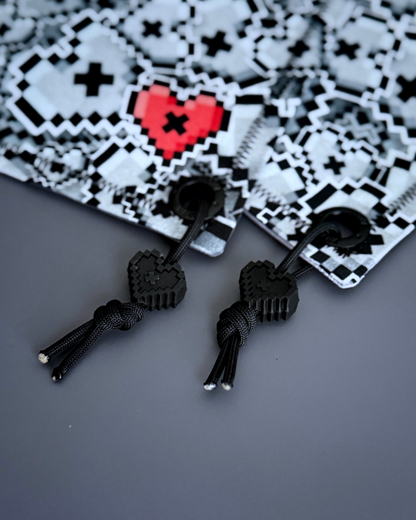 ANTIQUATED RED HEART HANDKERCHIEF (HEART BEAD)