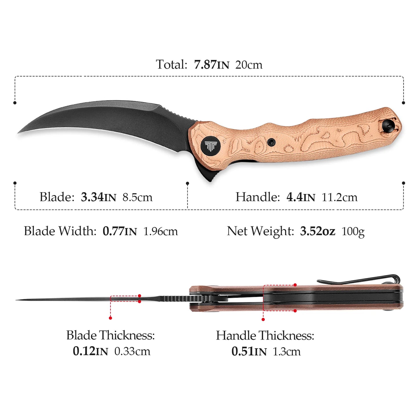 TRIVISA LACERTA CU-COPPER FOIL 14C28N (3.34" BLACK STONEWASH)