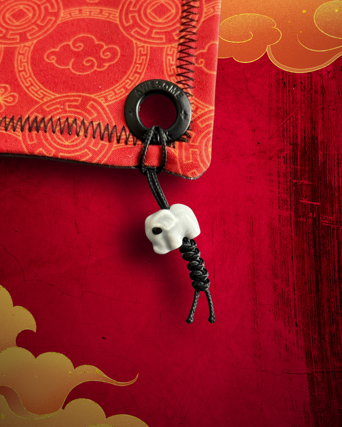 RED FORTUNE ELEPHANT HANDKERCHIEF (XL) - EDC HANK