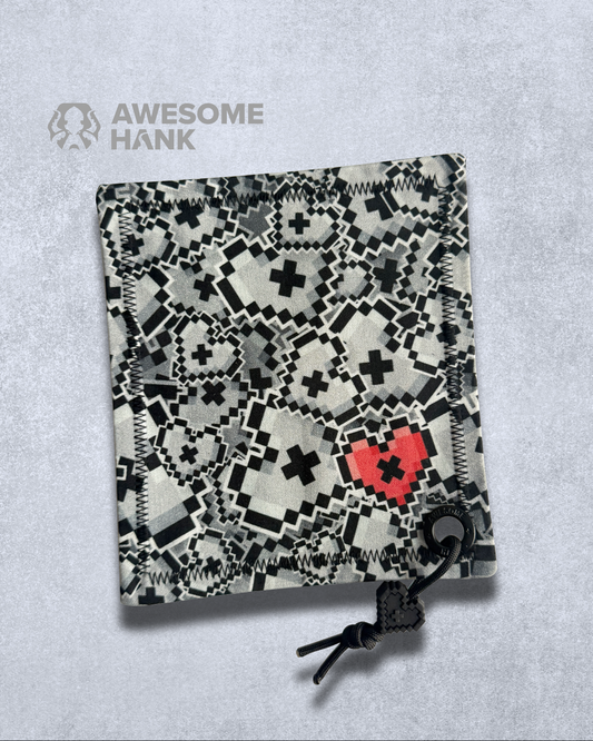 ANTIQUATED RED HEART HANDKERCHIEF (HEART BEAD)