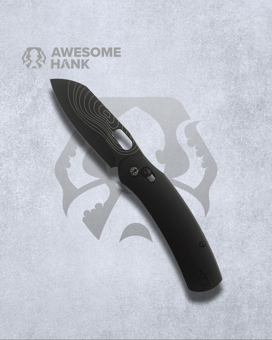 AWESOME HANK LAMB TOPO WAVE BLACK G10 N690 (3" BLACK STONEWASH)