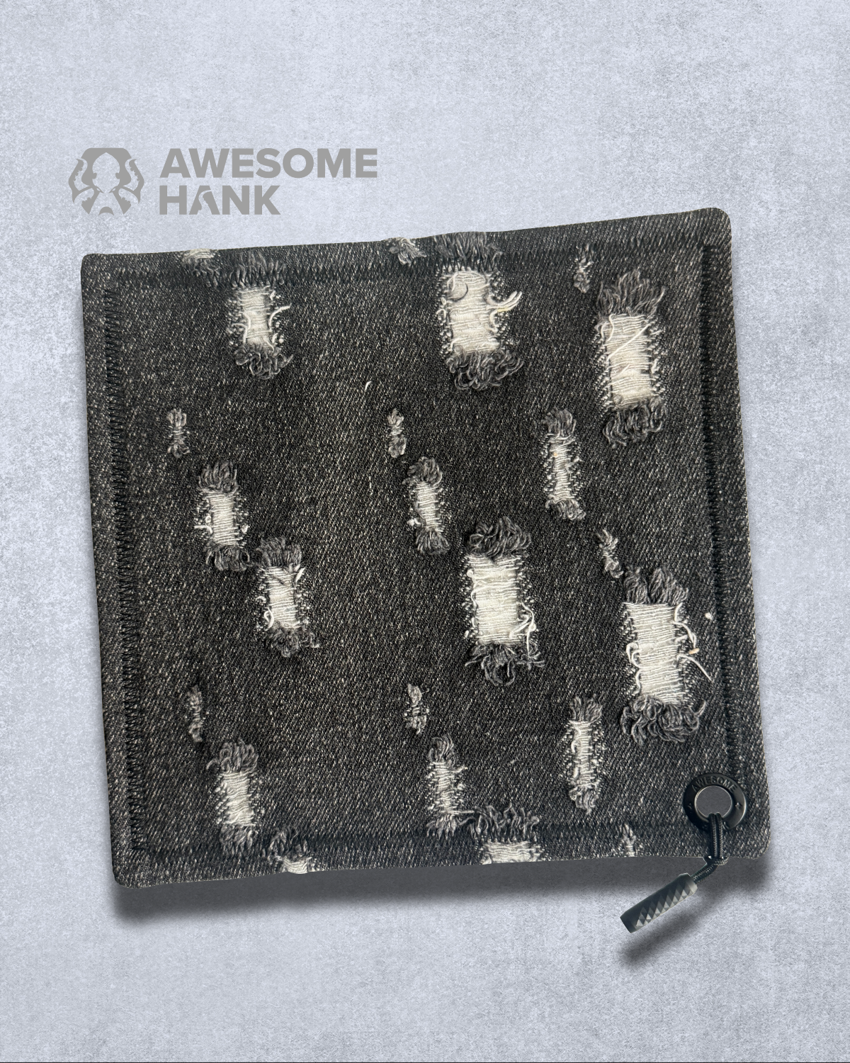 DISTRESSED BLACK DENIM HANDKERCHIEF (XL)