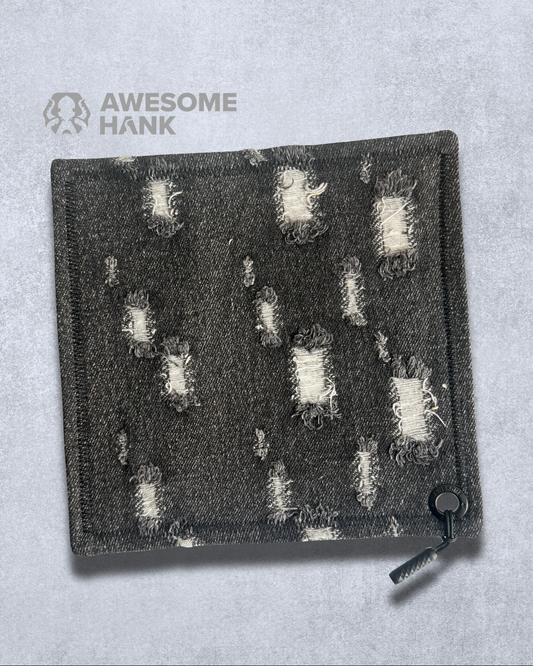 DISTRESSED BLACK DENIM HANDKERCHIEF (XL)