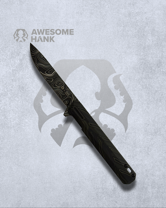 TEKTO F2 BRAVO TOPO VARIANT EXCLUSIVE DAMASCUS G10 TITANIUM COATED D2 (3.30" BLACK)