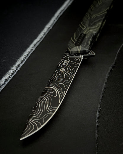 TEKTO F2 BRAVO TOPO VARIANT EXCLUSIVE DAMASCUS G10 TITANIUM COATED D2 (3.30" BLACK)