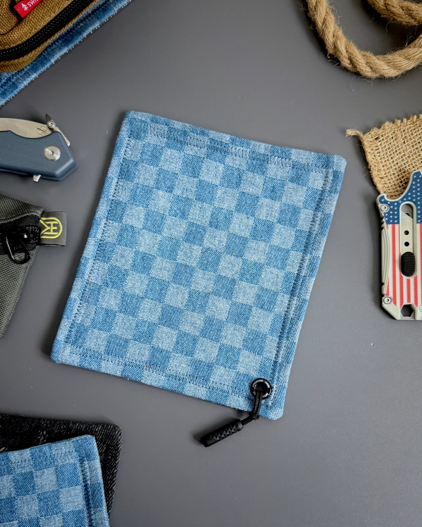 CHECKERED DENIM HANDKERCHIEF