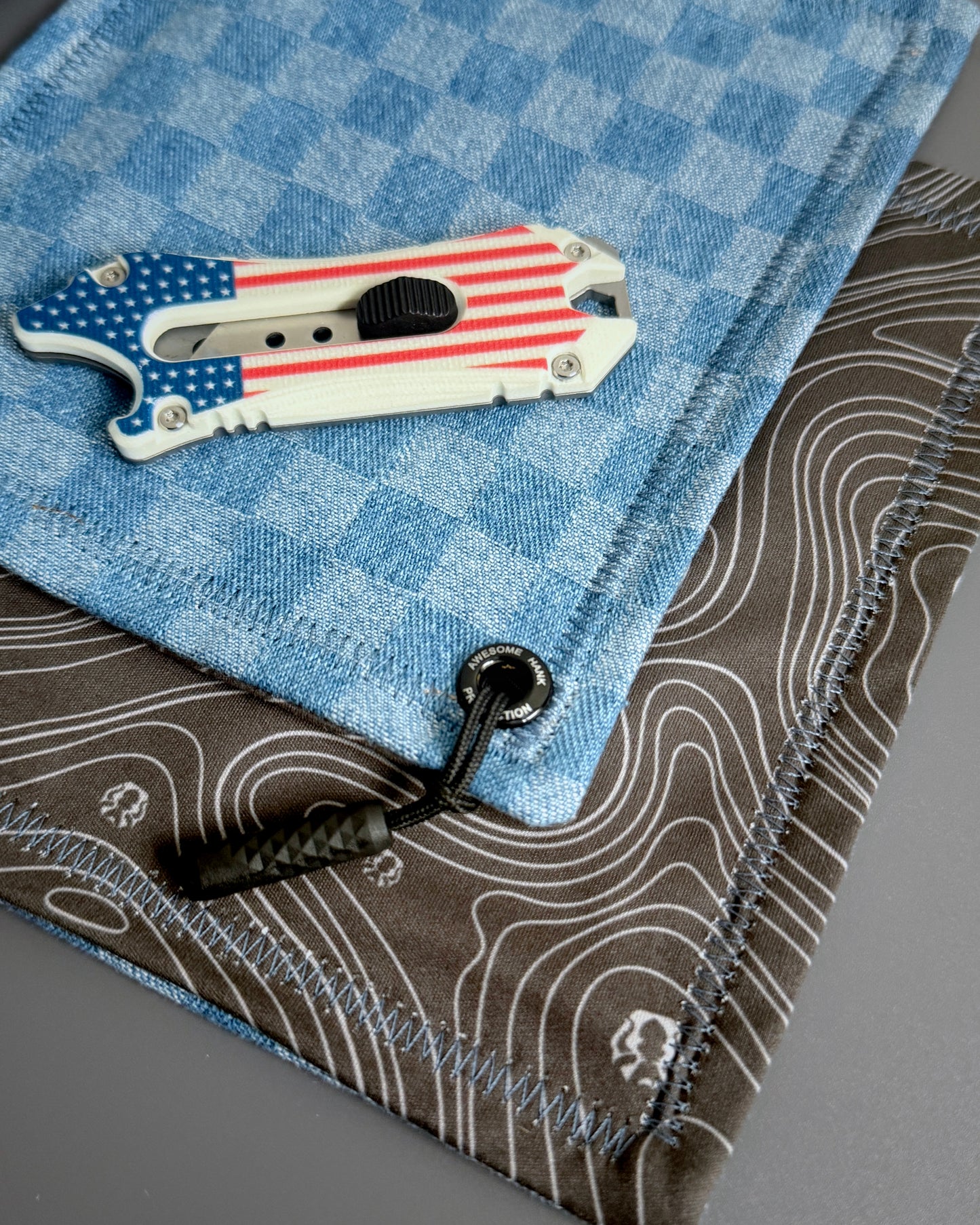 CHECKERED DENIM HANDKERCHIEF