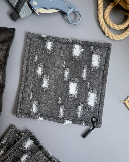 DISTRESSED BLACK DENIM HANDKERCHIEF (XL)