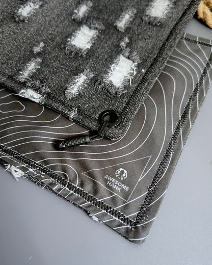 DISTRESSED BLACK DENIM HANDKERCHIEF (XL)