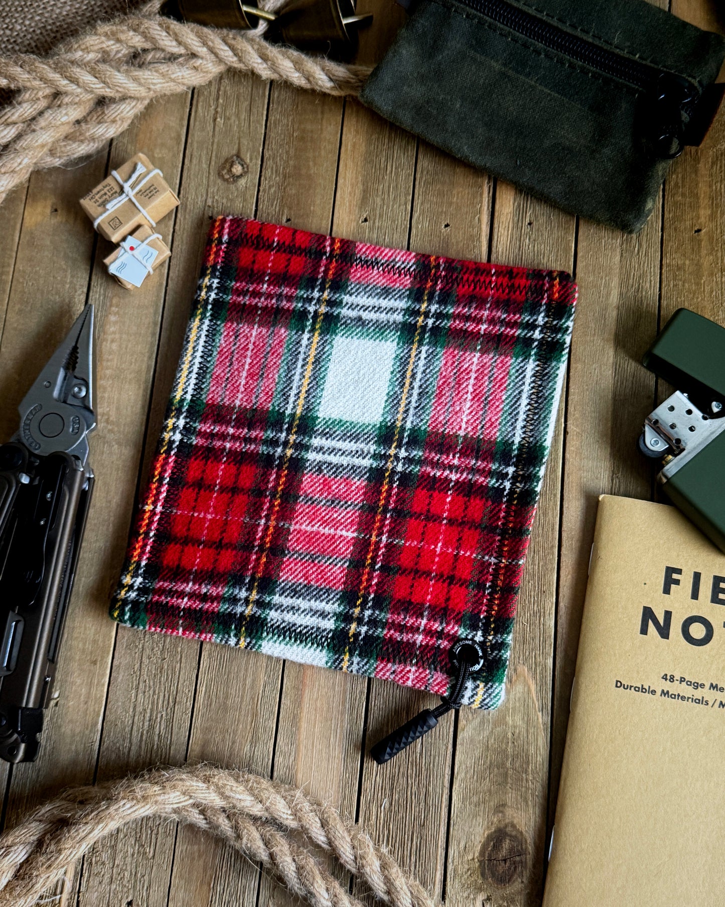 FLANNEL PEPPERMINT PLAID HANDKERCHIEF