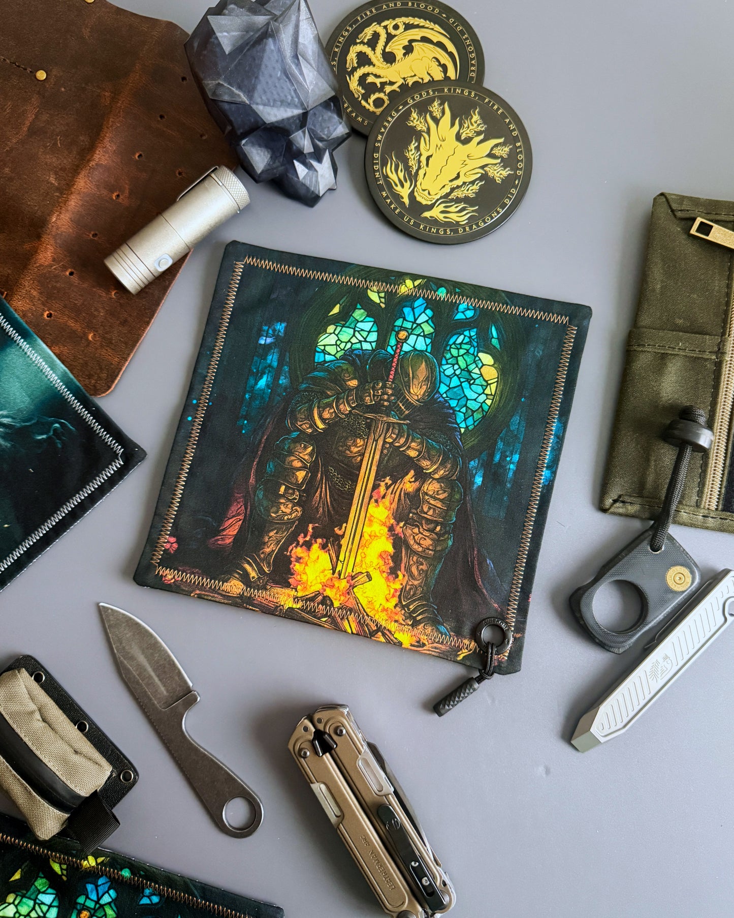 STAINED GLASS KNIGHT HANDKERCHIEF (XL) - EDC HANK