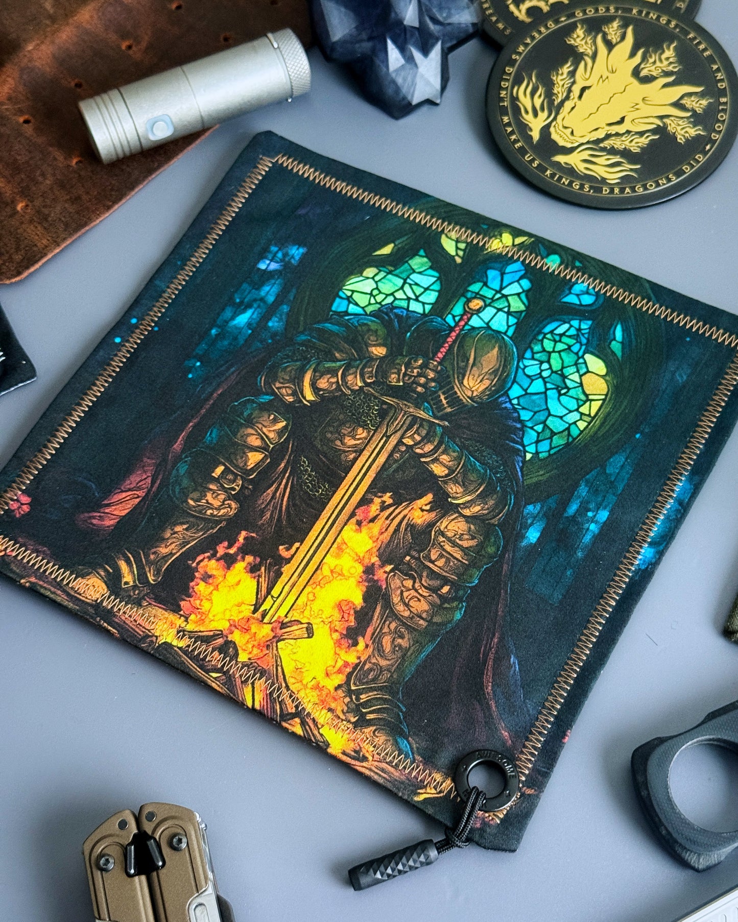 STAINED GLASS KNIGHT HANDKERCHIEF (XL) - EDC HANK
