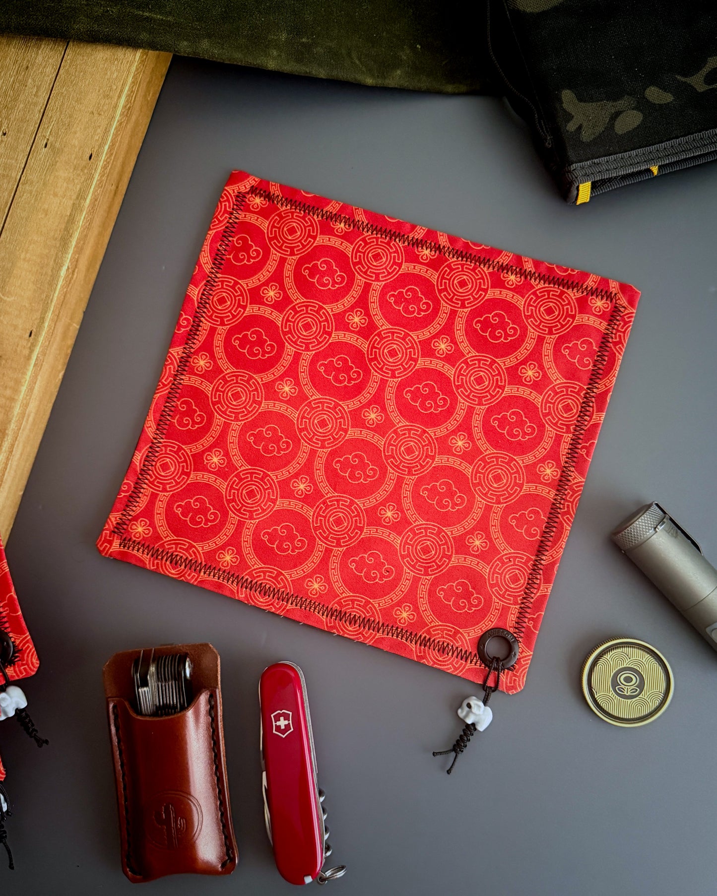 RED FORTUNE ELEPHANT HANDKERCHIEF (XL) - EDC HANK