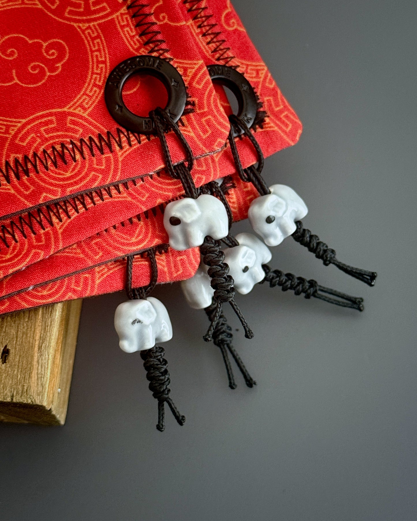RED FORTUNE ELEPHANT HANDKERCHIEF (XL) - EDC HANK