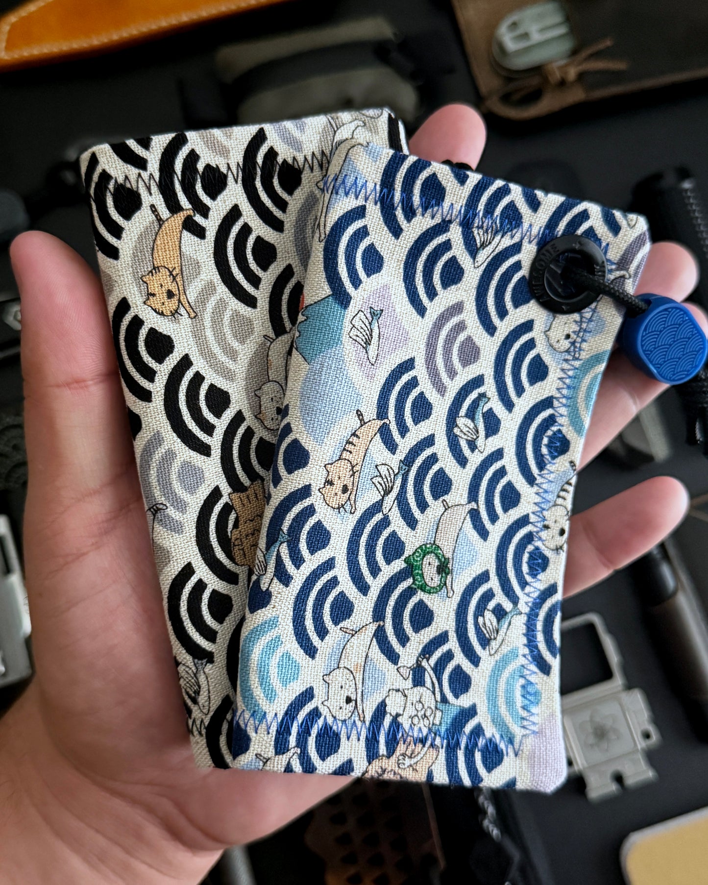 NEKO BLACK SEIGAIHA HANDKERCHIEF (AHP)