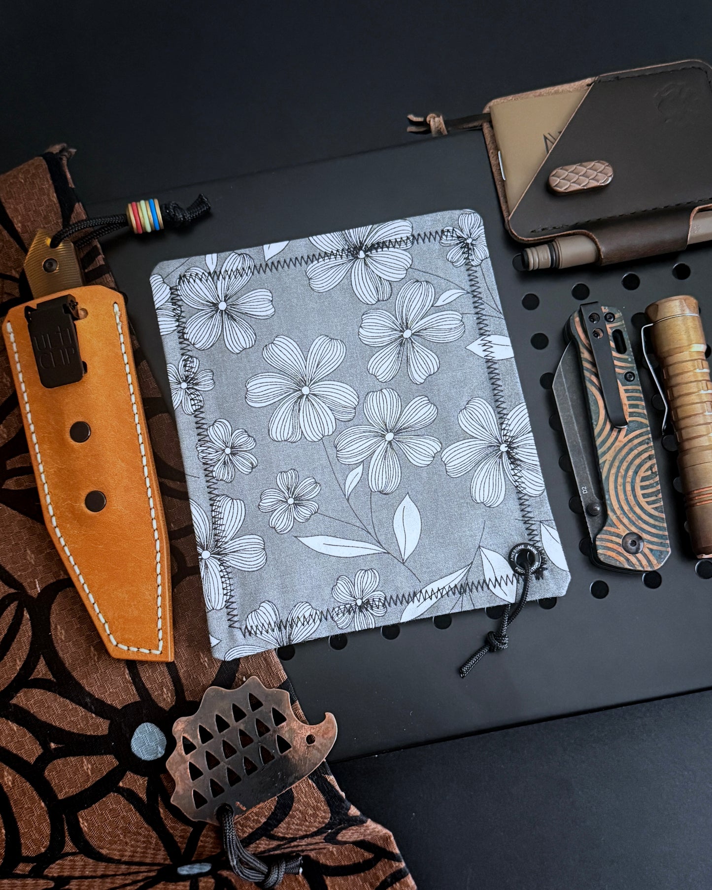 GRAY FLOWERS HANDKERCHIEF (AHP)