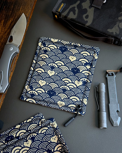 CAT WAVES NAVY HANDKERCHIEF (MINI) - EDC HANK