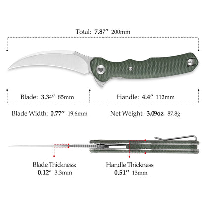 TRIVISA LACERTA GREEN MICARTA 14C28N (3.34" STONEWASH)
