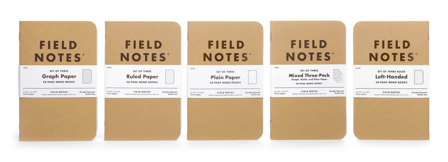 FIELD NOTES MEMO BOOKS 3-PACK (MULTIPLE OPTIONS)