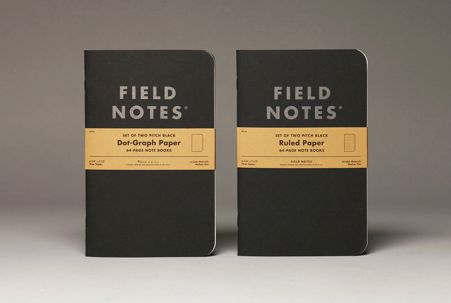 FIELD NOTES PITCH BLACK NOTE BOOKS 2-PACK (DOT OR RULED)