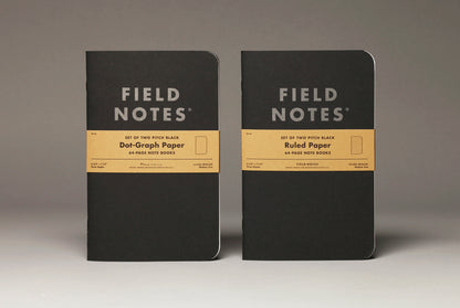 FIELD NOTES PITCH BLACK NOTE BOOKS 2-PACK (DOT OR RULED)
