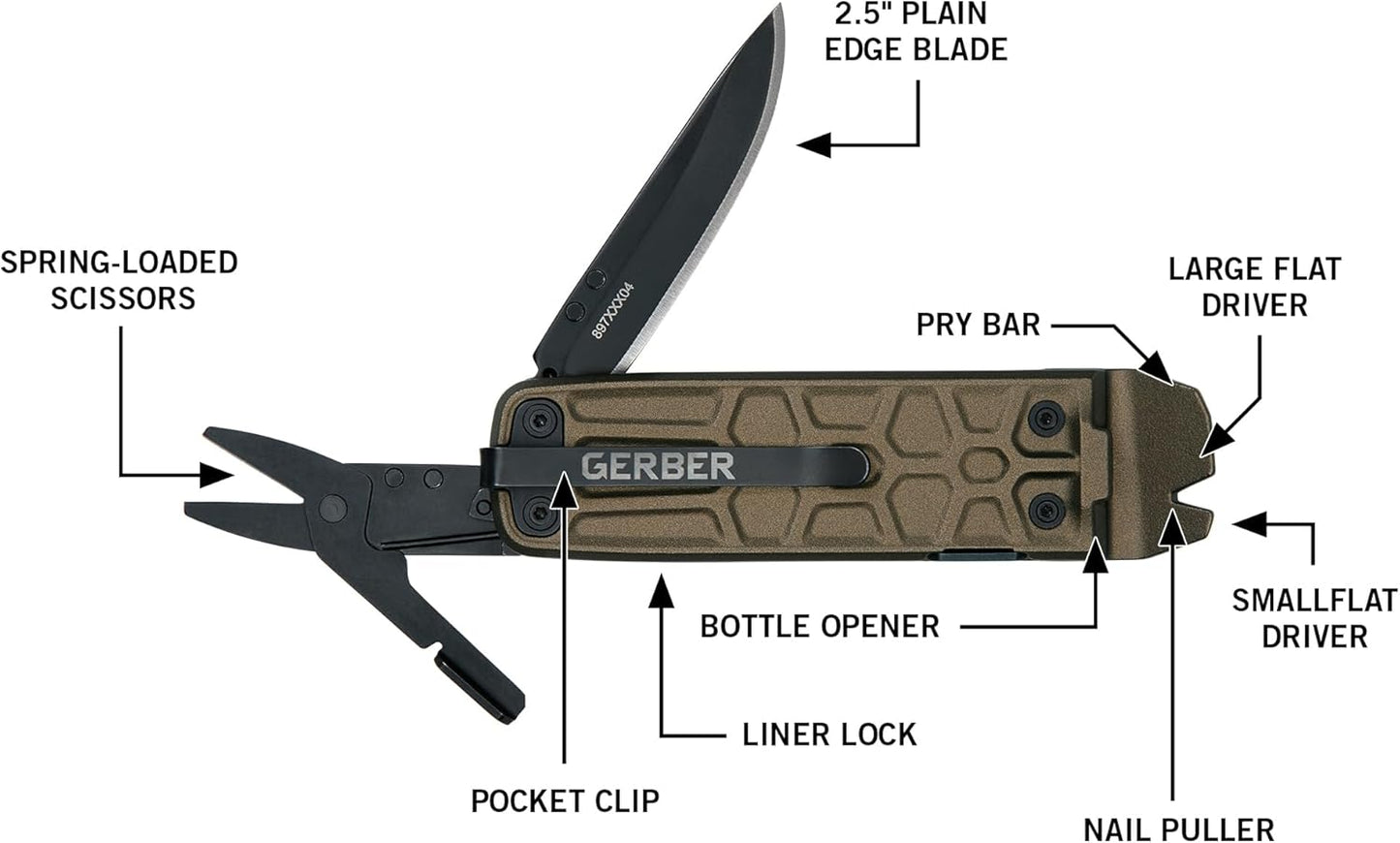 GERBER LOCKDOWN SLIM PRY MULTI-TOOL BURNT BRONZE