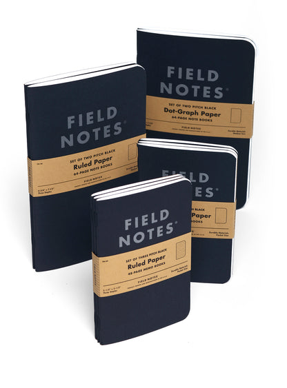 FIELD NOTES PITCH BLACK NOTE BOOKS 2-PACK (DOT OR RULED)
