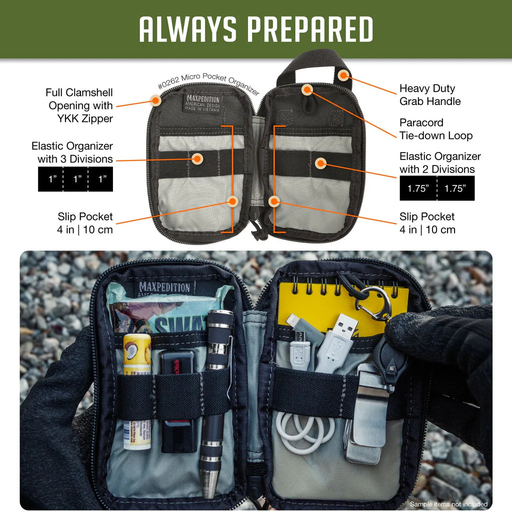 MAXPEDITION MICRO POCKET ORGANIZER (MULTIPLE COLORS)