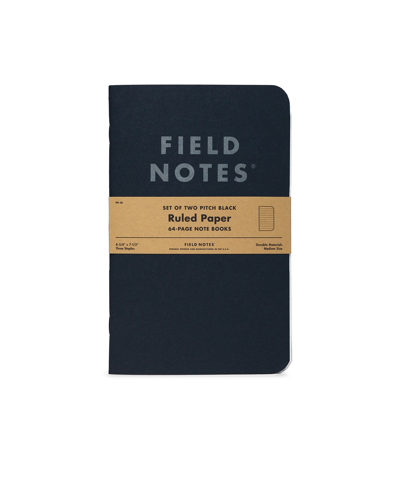 FIELD NOTES PITCH BLACK NOTE BOOKS 2-PACK (DOT OR RULED)