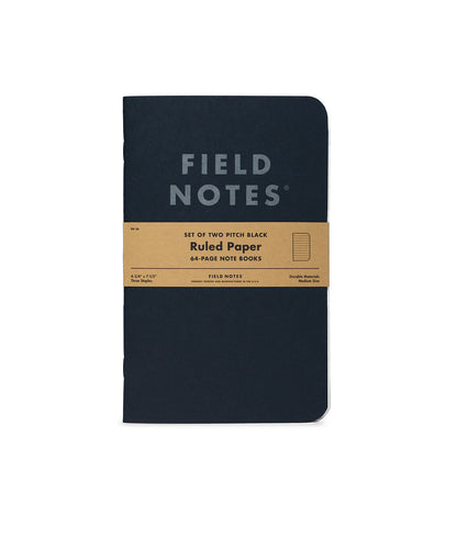 FIELD NOTES PITCH BLACK NOTE BOOKS 2-PACK (DOT OR RULED)