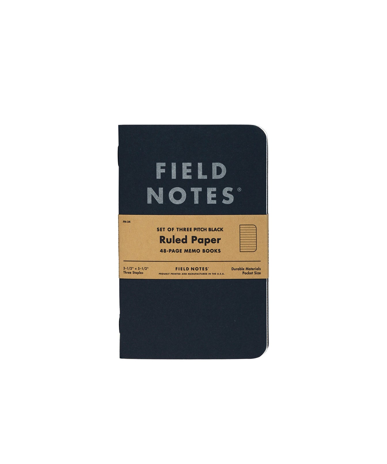 FIELD NOTES PITCH BLACK MEMO BOOKS 3-PACK (DOT OR RULED)