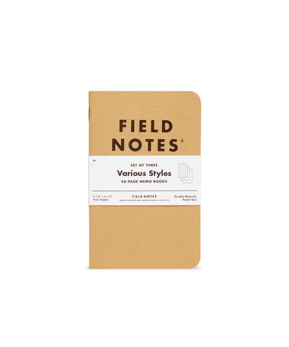 FIELD NOTES MEMO BOOKS 3-PACK (MULTIPLE OPTIONS)