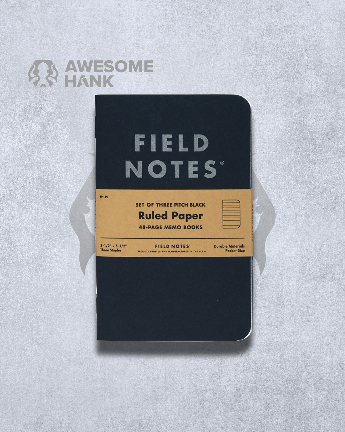 FIELD NOTES PITCH BLACK MEMO BOOKS 3-PACK (DOT OR RULED)