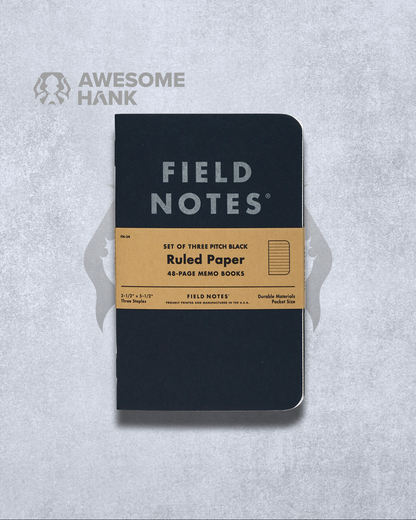 FIELD NOTES PITCH BLACK MEMO BOOKS 3-PACK (DOT OR RULED)