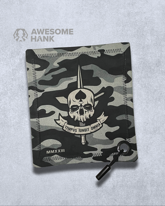 Military Insignia with Grayscale Camo, Microfiber Handkerchief.