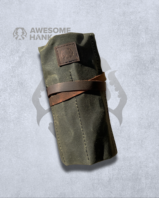 SIERRA KNIFE & TOOL ROLL (OLIVE WAXED CANVAS)