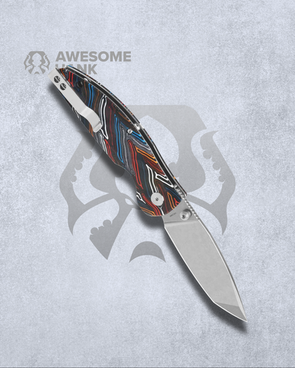 QSP TURTLE PUNK COLORFUL G10 14C28N (3.5" STONEWASH)